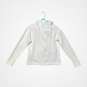Apana Full Zip Hooded Activewear Jacket Womens Small White Excellent Stretch